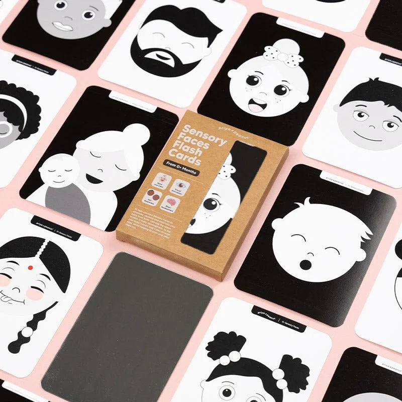 0+ Month Baby Sensory Faces Flashcards – Early Visual & Brain Development